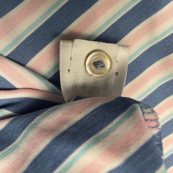 NWOT Peter Millar Polo short Sleeved Shirt Blue Stripe Size XL golf, designer - Picture 5 of 7